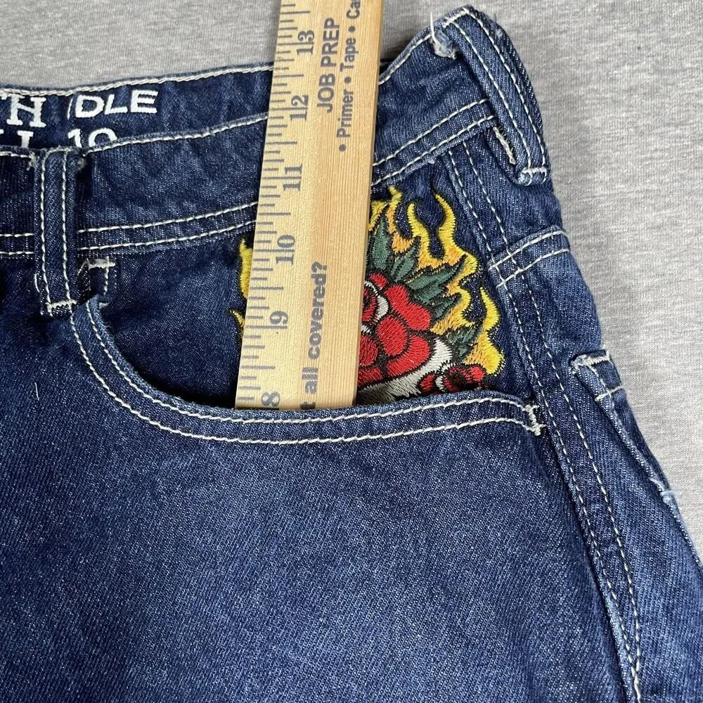 NINTH IDLE HALL Jeans Mens 31x29 Blue Straight Relaxed Embroidered Mid Rise